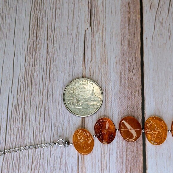 Amber Beaded Bracelet With Adjustable Silver Chain Clasp - Picture 3 of 10